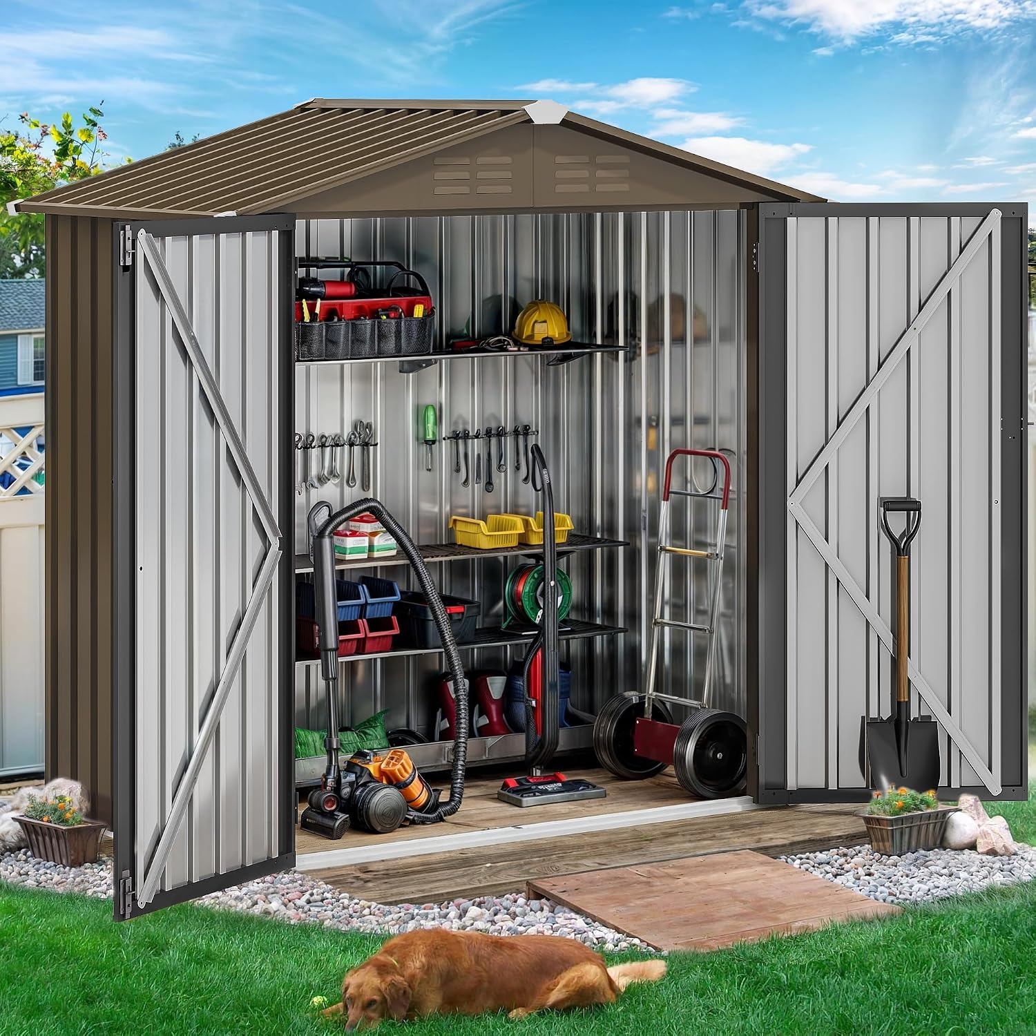 6x4ft Metal Outdoor Storage Sh - Outdoor Furniture With Storage recension och pris