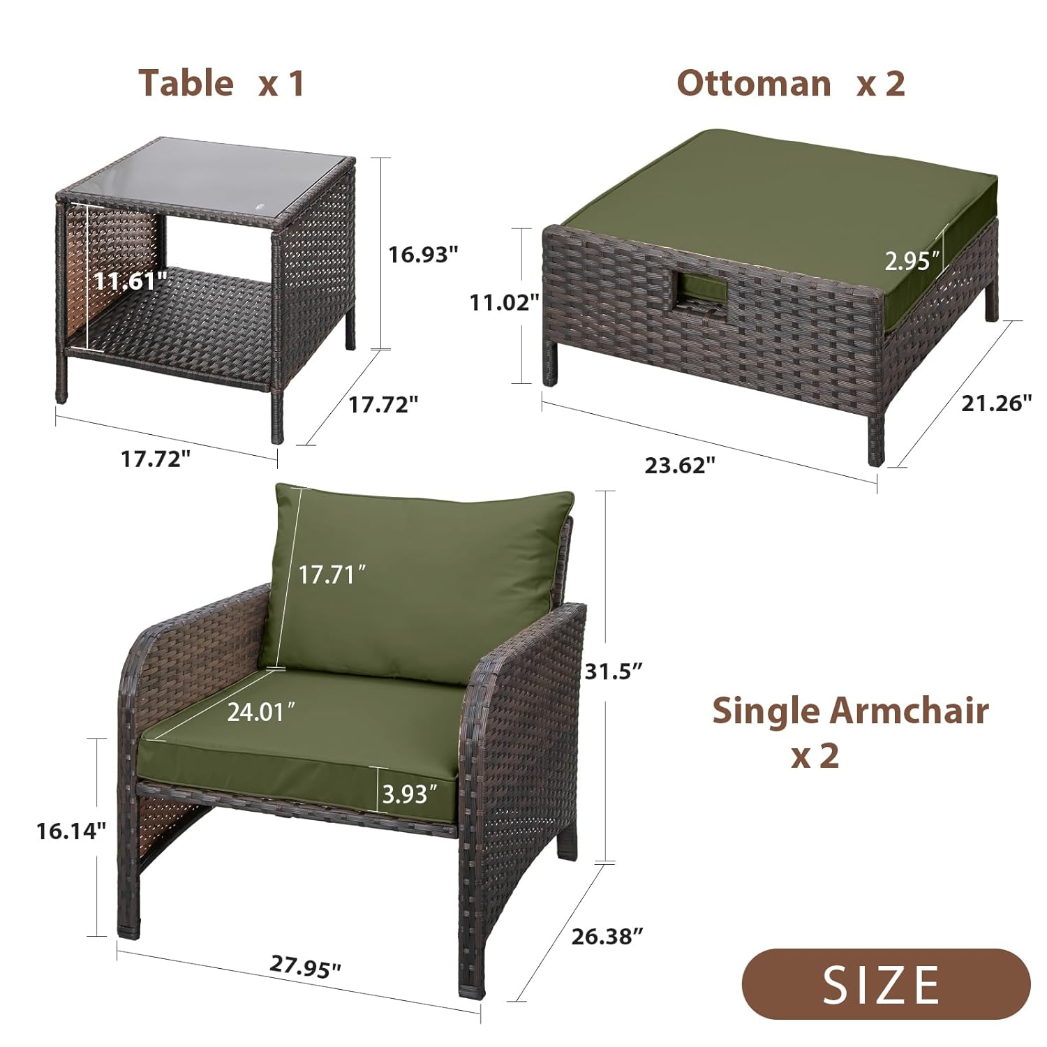 5 Piece PE Rattan Patio Set Ou - Rattan Lounge Set recension och pris