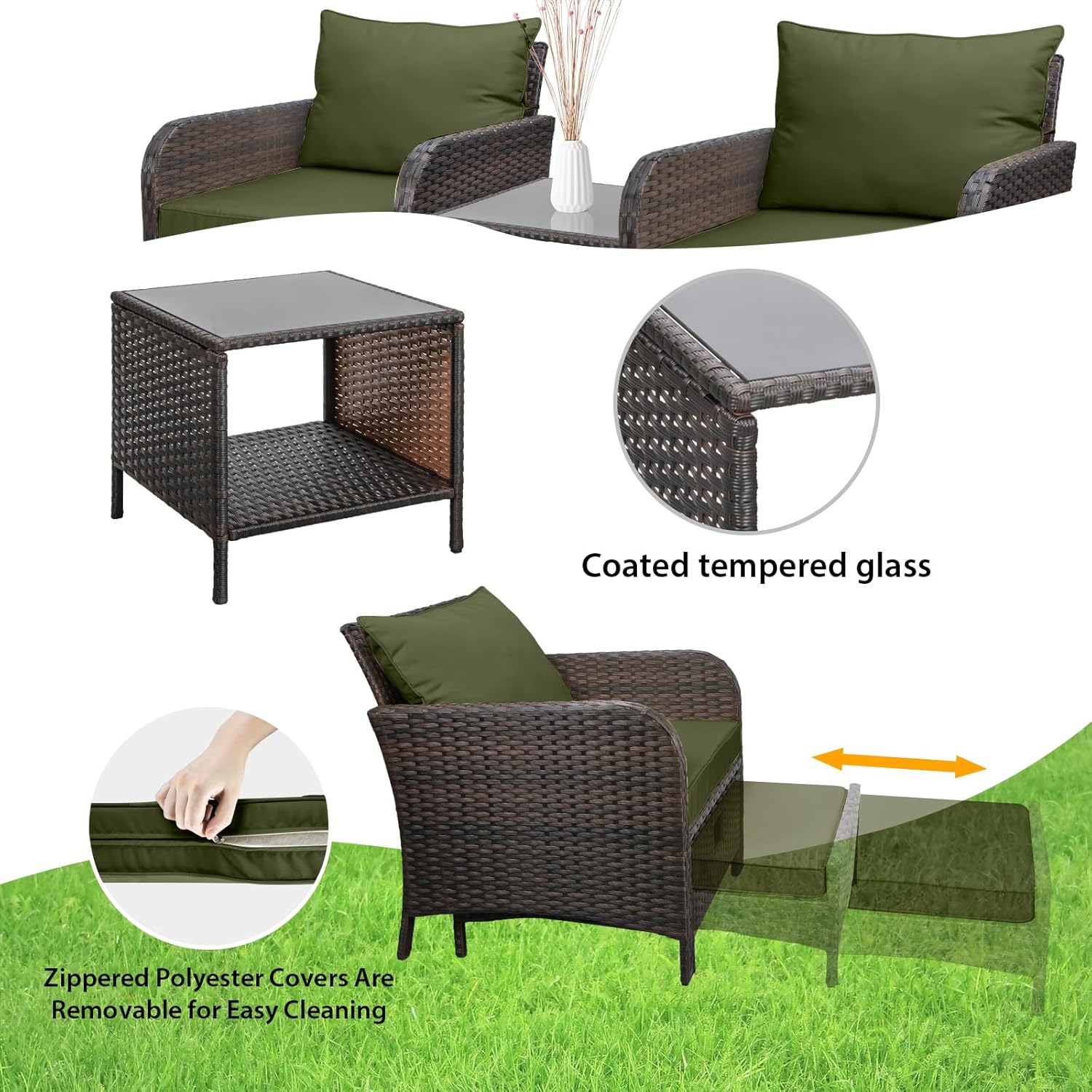 5 Piece PE Rattan Patio Set Ou - Rattan Lounge Set recension och pris