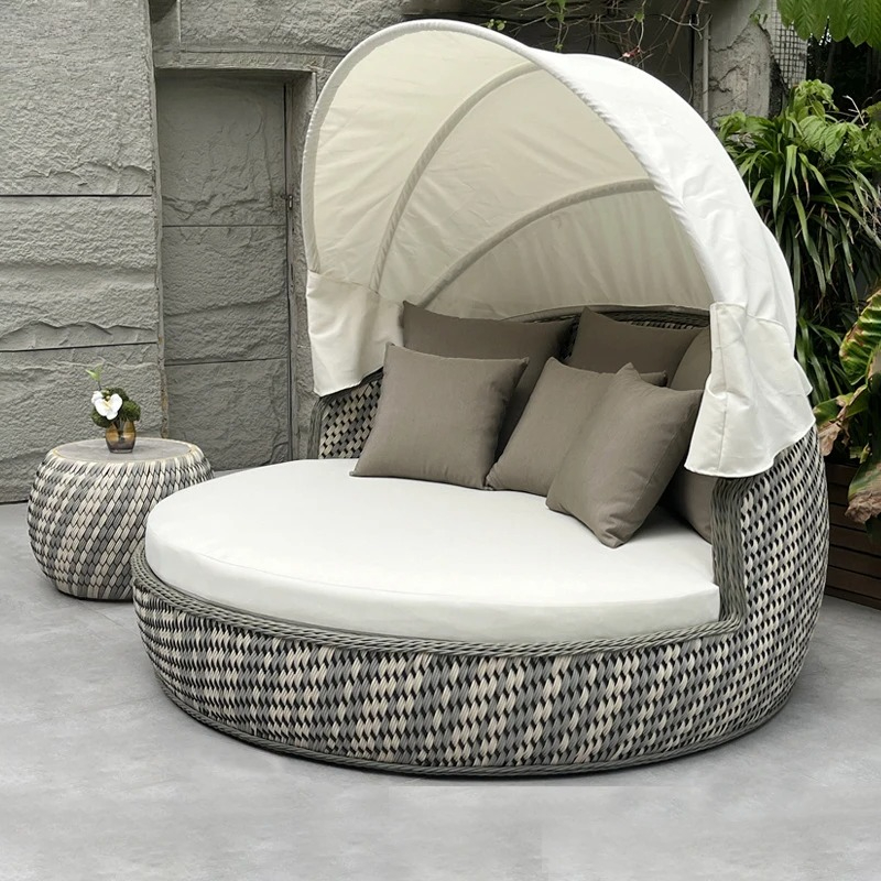 Daybed,Anti-UV Rustproof Round - Rattan Lounge Set recension och pris