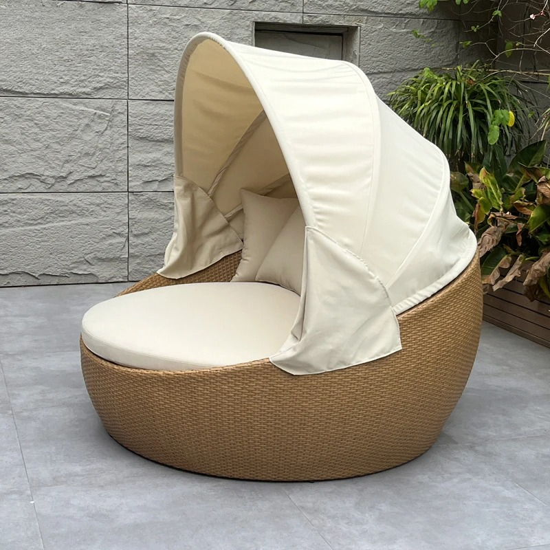 Daybed,Anti-UV Rustproof Round - Rattan Lounge Set recension och pris