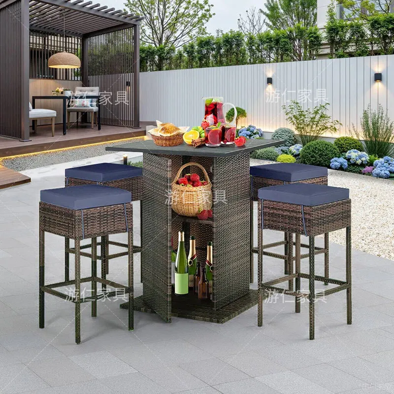 Wicker Rattan Bar Table and Ch - Rattan Lounge Set recension och pris