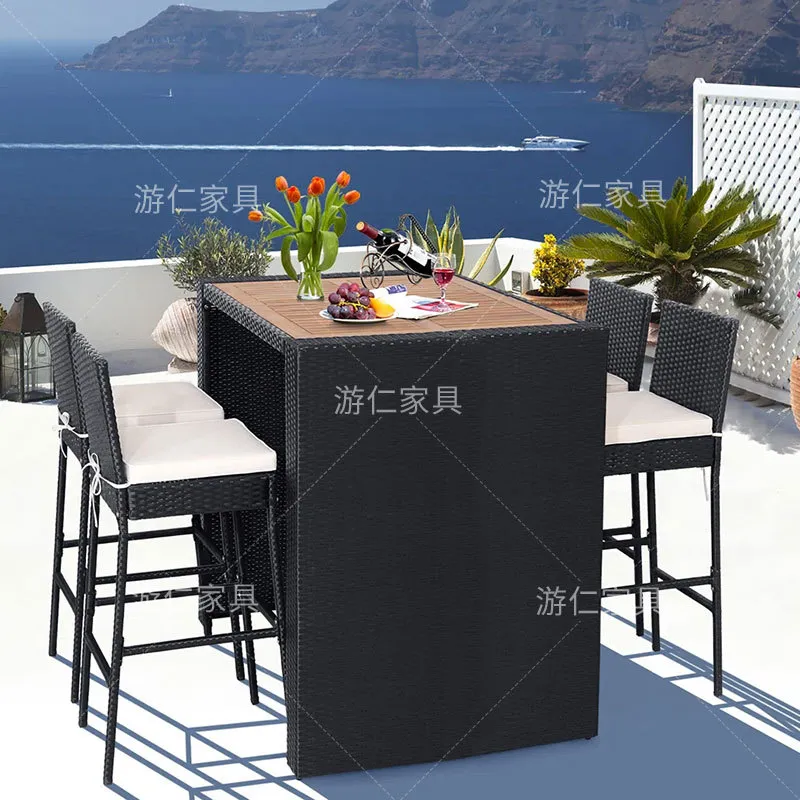 Wicker Rattan Bar Table and Ch - Rattan Lounge Set recension och pris