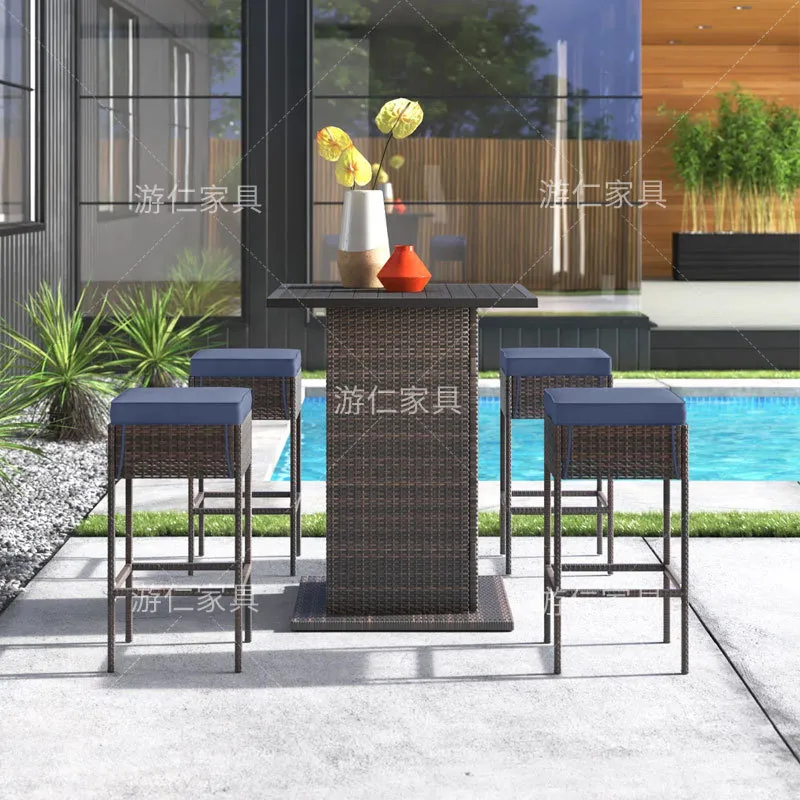 Wicker Rattan Bar Table and Ch - Rattan Lounge Set recension och pris