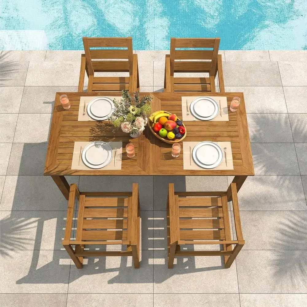 5-Piece Outdoor Dining Set, Pa - Outdoor Furniture Oil Teak recension och pris