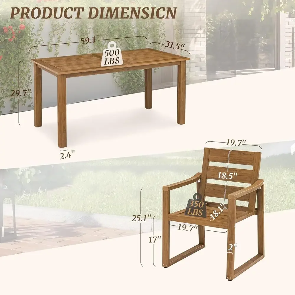 5-Piece Outdoor Dining Set, Pa - Outdoor Furniture Oil Teak recension och pris