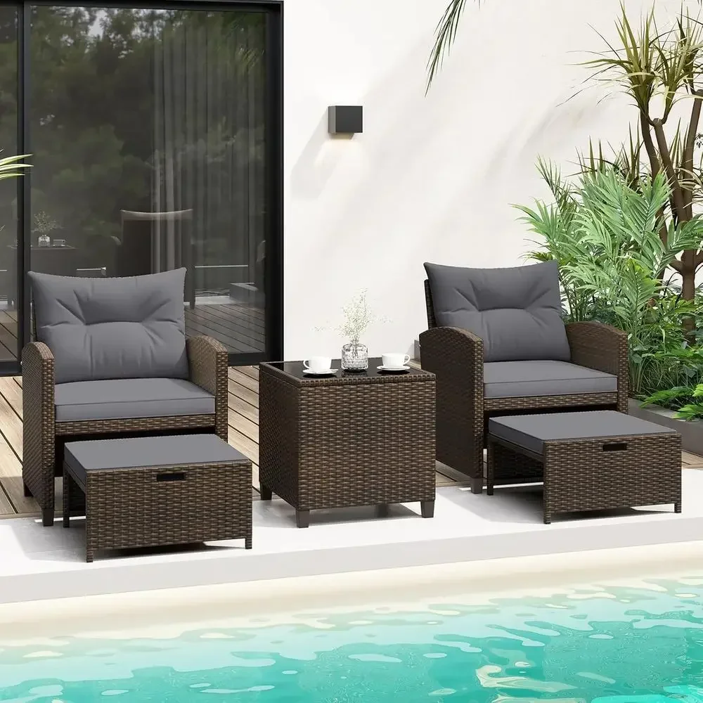 5-Piece Patio Furniture Set wi - Rattan Lounge Set recension och pris
