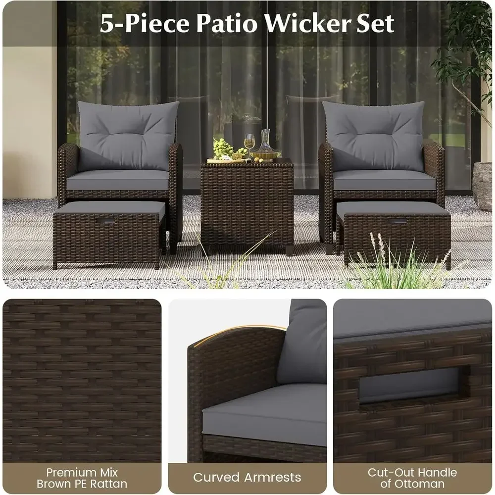 5-Piece Patio Furniture Set wi - Rattan Lounge Set recension och pris