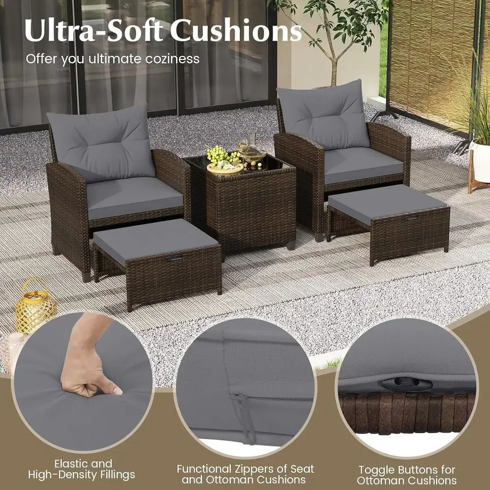 5-Piece Patio Furniture Set wi - Rattan Lounge Set recension och pris