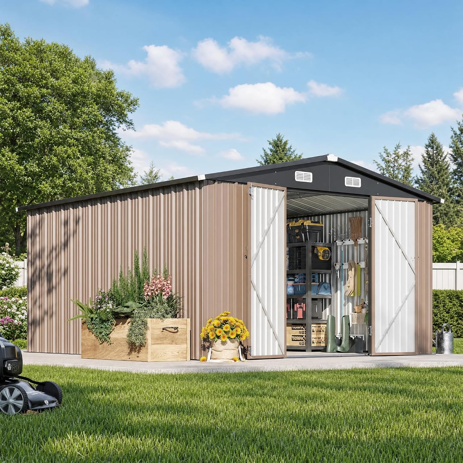 12 x 10FT Outdoor Storage Shed - Outdoor Furniture With Storage recension och pris