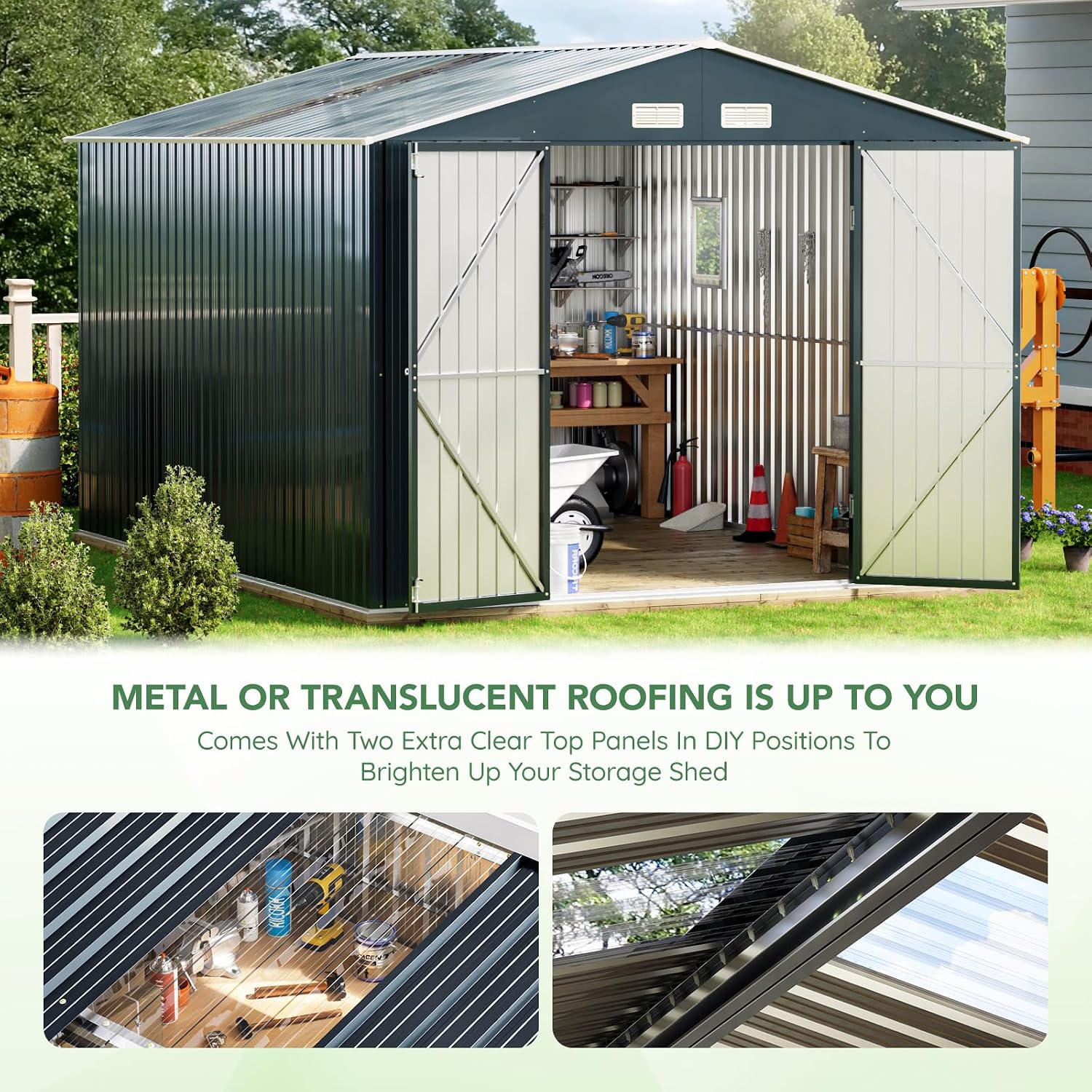 10x12X7.5FT Outdoor Steel Stor - Outdoor Furniture With Storage recension och pris
