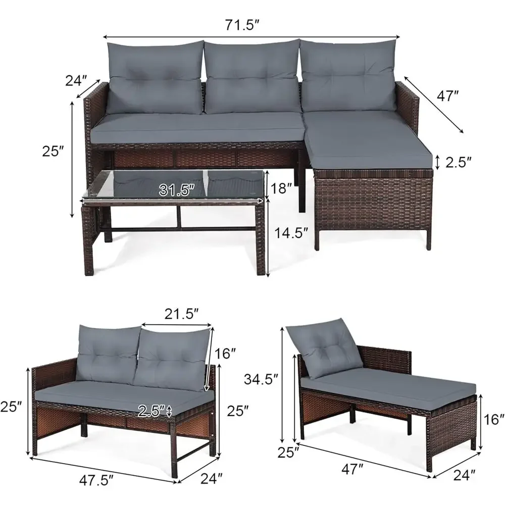 Wicker Patio urniture Set Couc - Rattan Lounge Set recension och pris
